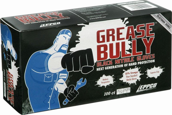 Kunzer nitril wegwerphandschoenen zwart "GREASE BULLY" maat L, verpakking van 100, GREASE BULLY L