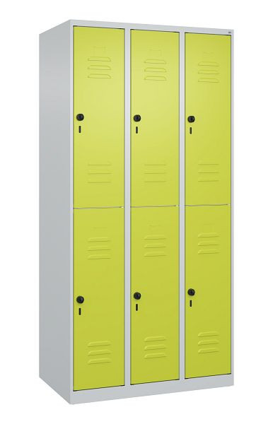C+P Doppelstöckiger Spind Classic PLUS, 3 Abteile, 1850x900x500mm, 7035/0024, Drehriegel, 080300-30 S10009