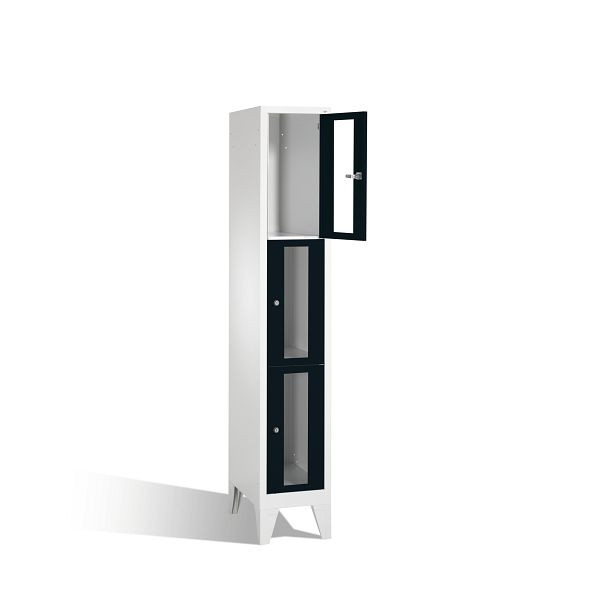 C+P lockerkast Classic, H1850xB320xD500mm, kleur: lichtgrijs / zwartgrijs, 8010A103 S10005