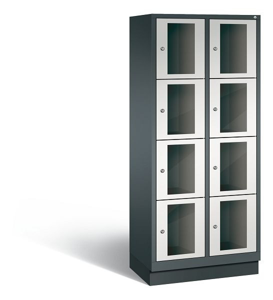 C+P Schließfachschrank Classic, 8 Fächer, H1800xB810xT500 mm, Anthrazit/Grau, 8020A224 S10033