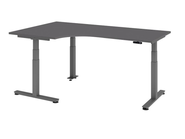 Hammerbacher zit-sta hoektafel elektrisch 200x120cm 90° grafiet, links of rechts te monteren, VXDSM82/G/G