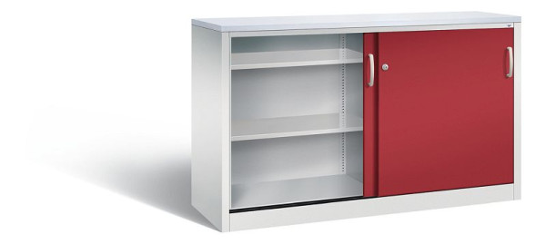 C+P dressoir met schuifdeuren Acurado, H1000xB1600xD500mm, kleur: lichtgrijs/robijnrood, beugelgreep, 2156-00 S10092