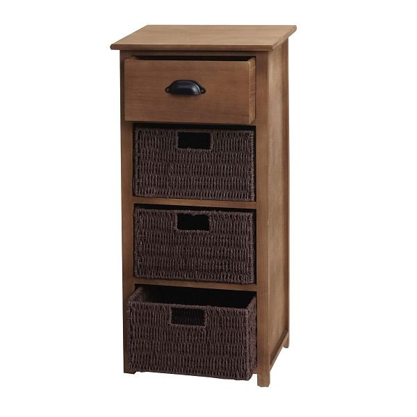 Mendler ladekast HWC-K84 met manden, kast ladekast, hout 83x40x29cm, donkerbruin, manden donkerbruin, 97646