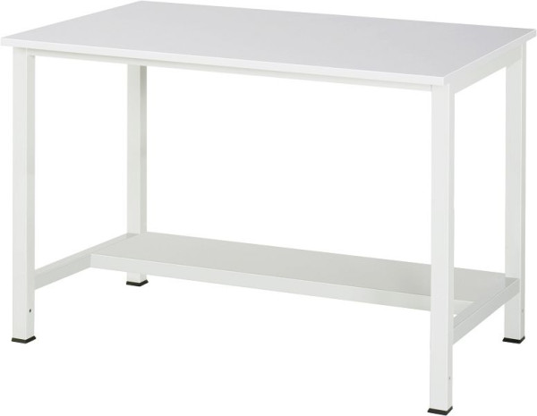 RAU werktafel serie 900, B1250xD800xH825mm, werkblad voorzien van melamineharscoating, dikte 22 mm, met plank onder, diepte 320mm, 03-900-3-M22-12.12