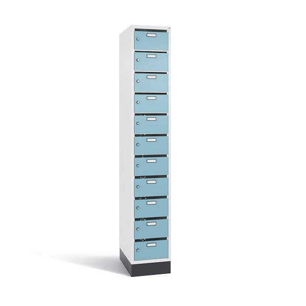 C+P Verteilerschrank 11 Fächer, H1950xB320xT490 mm, Weiß/Horizontblau, 8170-111 S10077