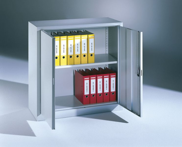 C+P dubbeldeurs kast serie 13, H1000xB935xD400mm, kleur: lichtgrijs, ronde handgreep, 130987-350 S10000