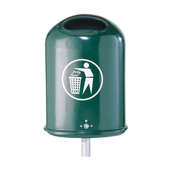 Schake afvalbak ovaal ca. 45L, thermisch verzinkt en gecoat DB 703, met paal Ø60x1300mm, 4129B