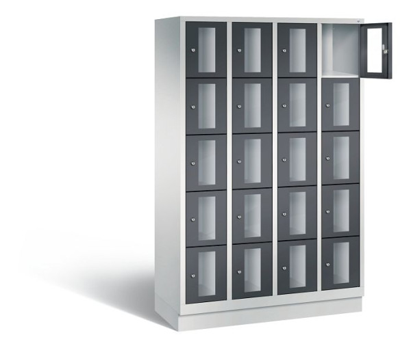 C+P lockerkast Classic, H1800xB1190xD500mm, kleur: lichtgrijs / zwartgrijs, 8020A405 S10005