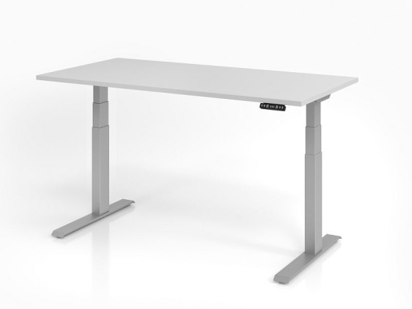 Hammerbacher bureau XDKB16, 160 x 80 cm, blad: grijs, 25 mm dik, ABS dikke rand, rechthoekige vorm, VXDKB16/5/S