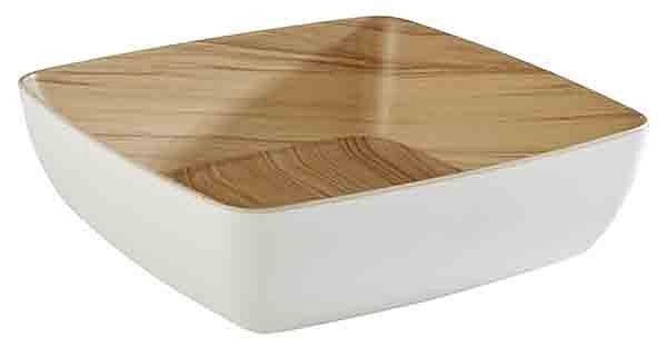 APS schaal -FRIDA-, 25 x 25 cm, hoogte: 7,5 cm, melamine, binnenkant: houtlook, buitenkant: wit, 84561