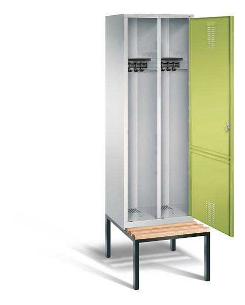 C+P zwart wit kastje Evolo, H2090xW610xD500mm, kleur: lichtgrijs / virid groen, 48250-20 S10094