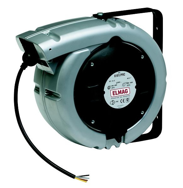 ELMAG automatische kabelhaspel ZECA, 6184/PRC/IP65 RNF, 12+2 meter, 3x2,5 mm² (2 m voedingskabel, zonder stekker en koppeling), 44205