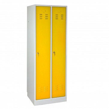 ADB locker/garderobe Regular" 2-deurs, afmetingen (HxBxD): 1780x600x500 mm, corpuskleur: lichtgrijs (RAL 7035), deurkleur: koolzaadgeel (RAL 1021), 40882