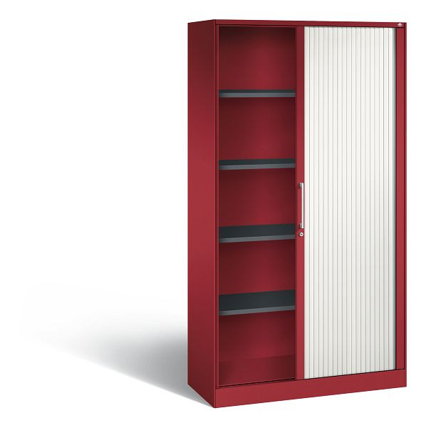 C+P rolluikkast Asisto, H1980xB1000xD435mm, kleur: robijnrood/verkeerswit, beugelkruk, 5 niveaus, 143002-000 S10081