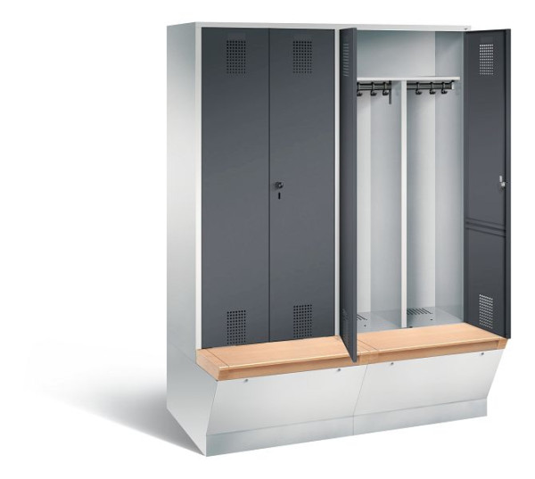 C+P zwart wit kastje Evolo, H2090xW1590xD815mm, kleur: lichtgrijs/zwartgrijs, 48056-42 S10151