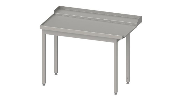 Stalgast afvoertafel, korfgeleider met afschot, zonder onderblad 1300x750x880mm, montagezijde links, met opstand, gelast, VAL13710LA