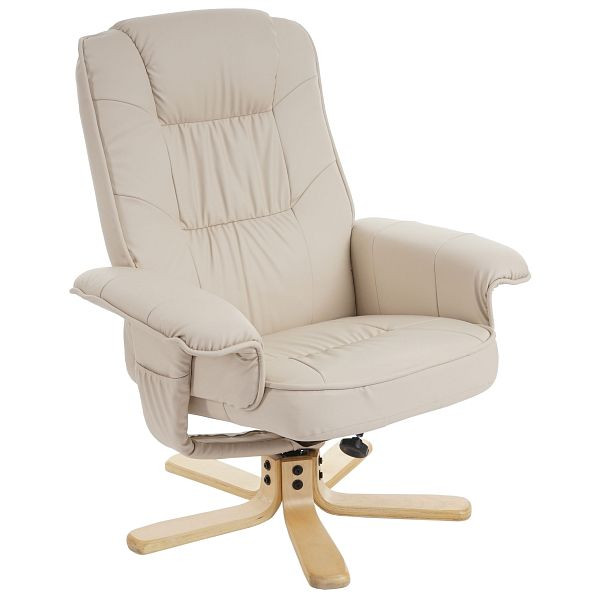 Mendler relaxfauteuil TV-fauteuil fauteuil zonder kruk M56 imitatieleer, creme, 46309