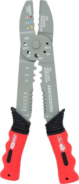 KS Tools multifunctionele perstang voor geïsoleerde en ongeïsoleerde kabelschoenen, 220 mm, 115.1231