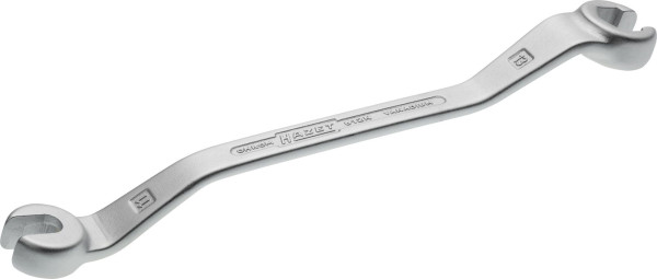 Hazet dubbele ringsleutel, open, buitenzeskantprofiel, 11 x 13 mm, voor kabelwartels, gebogen (15° en 40°), 612N-11X13