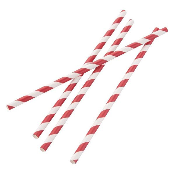 Fiesta Composteerbaar Composteerbare Individueel Verpakte Papieren Rietjes 21cm Rood-Wit (Pak van 250), FP442