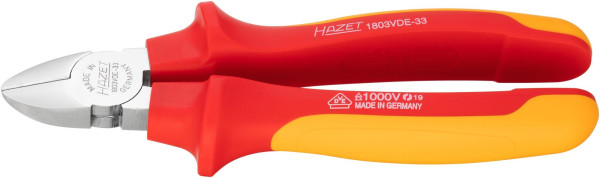 Hazet zijkniptang, dubbel geïsoleerd, norm: IEC 60900:2018, DIN ISO 5749, oppervlak: hoogglans verchroomd, dubbel geïsoleerd, lengte: 180 mm, 1803VDE-33