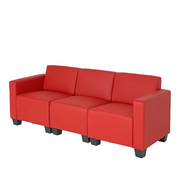Mendler Modular 3-zitsbank Couch Lyon, kunstleer, rood, 21691+21695+21698