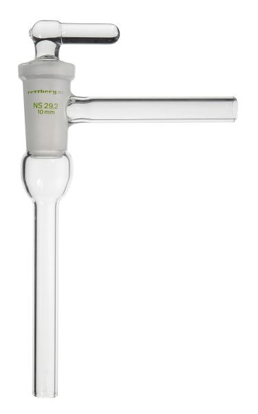Rettberg hoogvacuümkraan, hoekvorm met haakse handgreep, holle glazen stop NS 14,5/2,5 mm boring, borosilicaatglas 3,3, 134510203