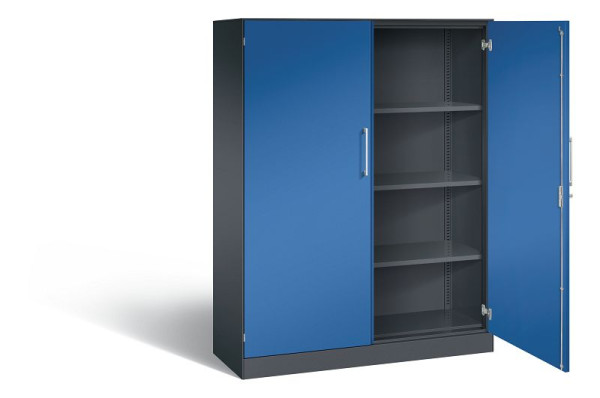C+P vleugeldeurkast Asisto, H1635xB1200xD435mm, kleur: zwartgrijs / gentiaanblauw, beugelgreep, 4 niveaus, 141011-000 S10052