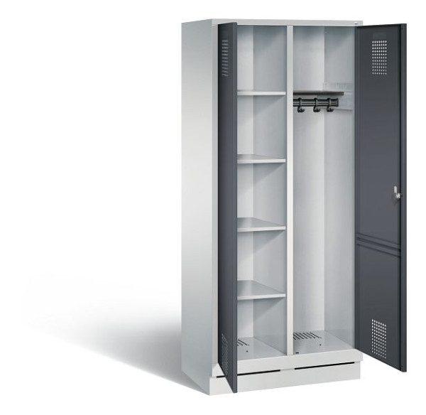 C+P reinigingsmiddelenkast Evolo, H1800xW810xD500mm, kleur: lichtgrijs / zwartgrijs, 48160-22 S10090