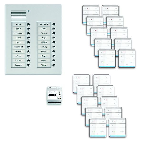 TCS deurbedieningssysteem audio: pack UP voor 20 wooneenheden, buitenstation PUK 20 belknoppen 2-koloms, 20x handsfree luidspreker ISW5010, bediening, PPUF20 / 2-EN / 01