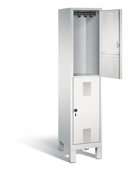 C+P locker dubbellaags Evolo, H1850xB420xD500mm, kleur: lichtgrijs, 48310-12 S10003