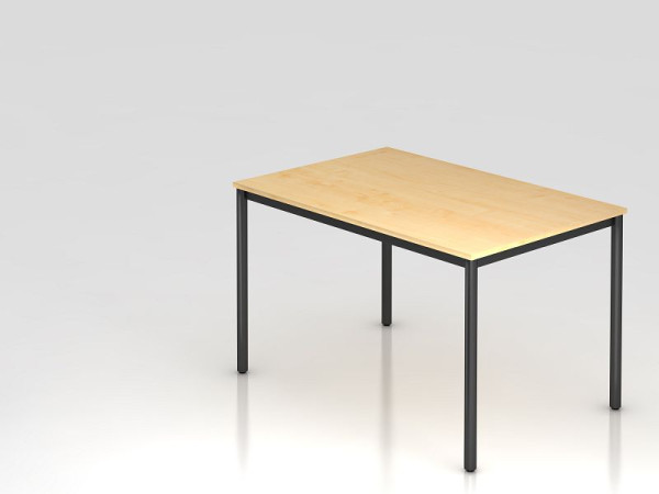 Hammerbacher vergadertafel rond onderstel 120x80 esdoorn/zwart, rechthoekige vorm, VDR12/3/D