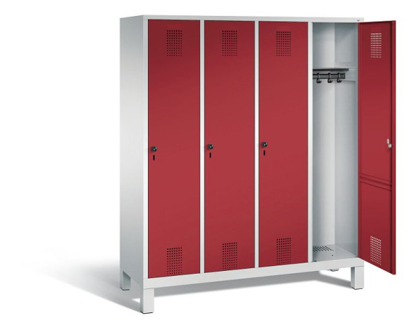 C+P Evolo garderobe, H1850xW1590xD500mm, kleur: lichtgrijs/robijnrood, 48010-42 S10049