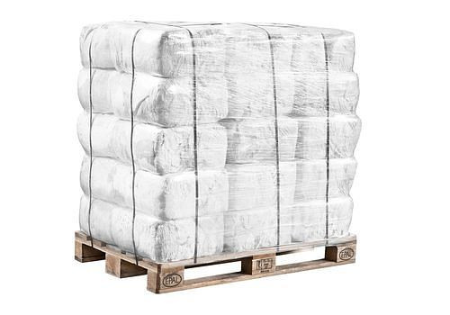 DENIOS poetsdoek badstof wit, 1 pallet, 30 persblokjes à 10 kg, 285748