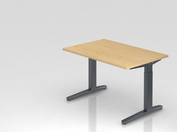 Hammerbacher bureau C-onderstel 120x80cm esdoorn/grafiet, rechthoekige vorm, VXB12/3/GG