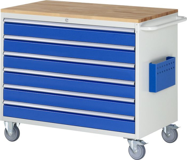RAU montagewagen serie 7000, B1145 x D650 x H975 mm, massief beukenhouten blad, dikte 25 mm, 6 x lademaat XXL 6xH120 mm, 05-XXL5.16A-B.11