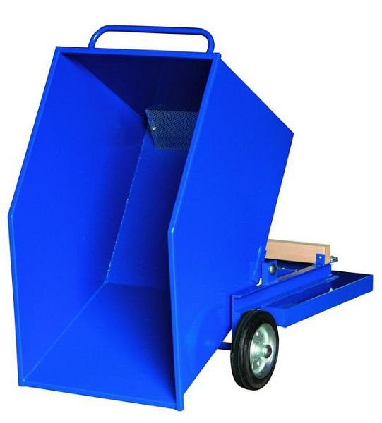 KLW plaatstalen kistenwagen, met geheel strak gelaste kiepbak, inclusief heftruckkokers, aftapkraan, geperforeerde plaatstalen zeef en vergrendeling, 8615-6050-270L