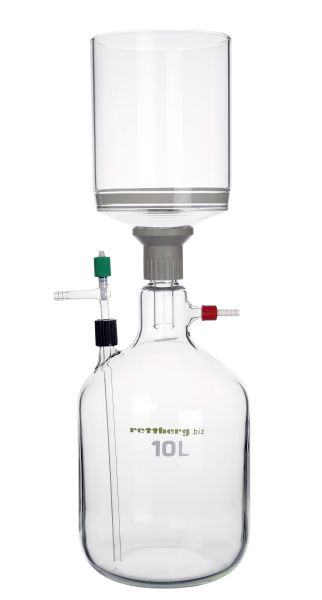 Rettberg filtratiefles, 10000 ml, GL 45, aanzuigbuis, zonder aanzuigfilter, 107000375