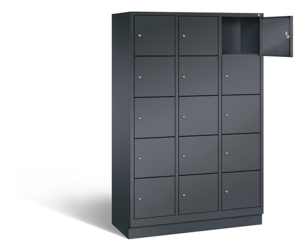 C+P lockerkast Evolo, H1800xB1200xD500mm, kleur: zwart-grijs, 48020-325 S10127