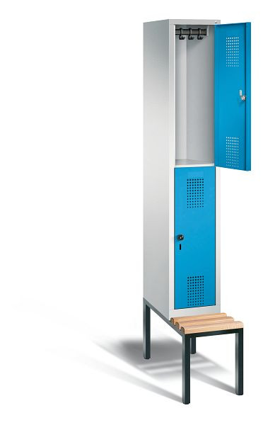 C+P locker dubbellaags Evolo, H2090xB320xD815mm, kleur: lichtgrijs/lichtblauw, 48350-10 S10017