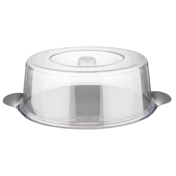 APS taartbord met kap, Ø 30 cm, kap hoogte 11 cm, taartbord: RVS 18/0, kap: polystyreen, 00065