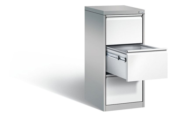C+P hangarchiefkast Acurado, H1045xB433xD590mm, kleur: wit aluminium / verkeerswit, handgreep, 12423-311 S10087