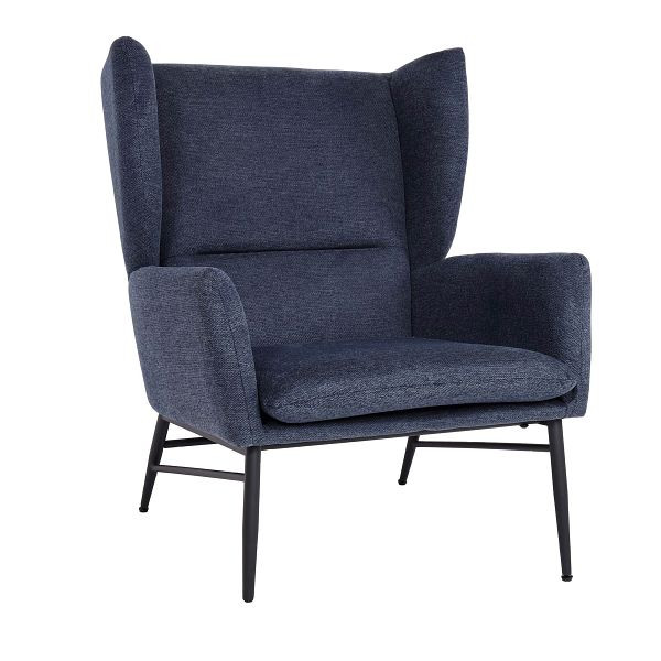 Mendler fauteuil HWC-L62, oorfauteuil, cocktailstoel, fauteuil, gestoffeerde stoel, stof/textiel metaal, blauw, 117257