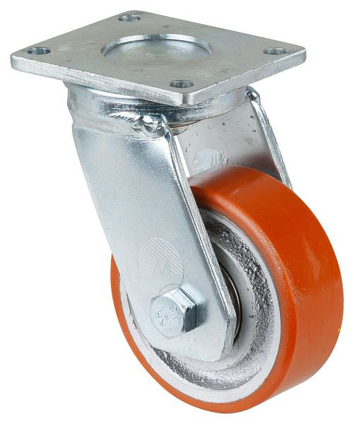 BS Rollen Zwaarlastwiel, wielbreedte 38 mm, wiel-Ø 100 mm, draagvermogen 295 kg, loopvlak polyurethaan gegoten 95 Shore A, gegoten wiel, kogellagers, RR100.C10.100