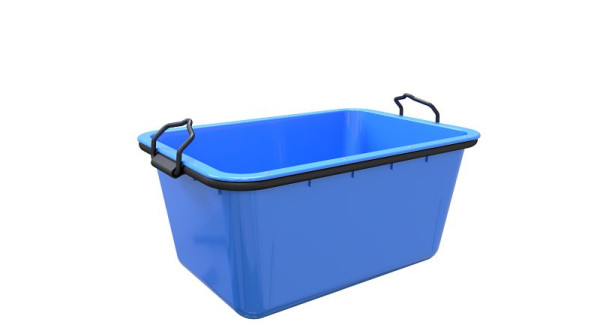 Schake-mortelbak van kunststof in de kleur blauw, met stalen buis van robuust en slagvast HDPE (high density polyethyleen), 11200-B