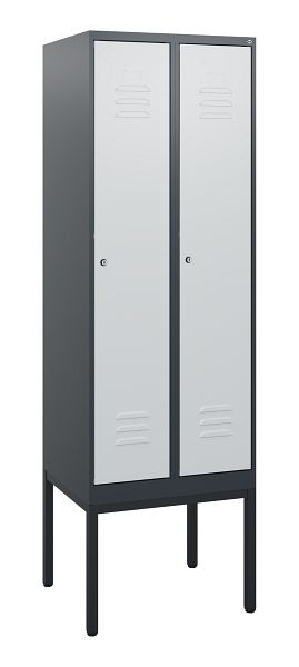 C+P Umkleidespind Classic PLUS, Gestell, 2 Abteile, 1950x600x500mm, 7016/7035, Zylinderschlösser, 0800305-20 S10028