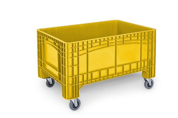 ALPHA NOAHBOX L palletbox 1200x800x730 mm met 4 zwenkwielen Ø125mm geel, 2910-GE