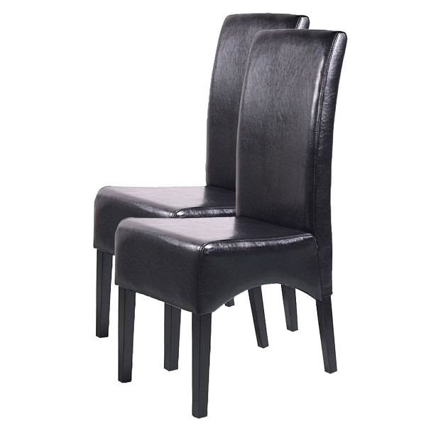 Mendler set van 2 eetkamerstoelen keukenstoelen Chair Latina, LEATHER, zwart, donkere poten, 7950