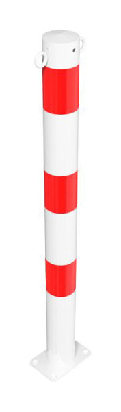 Schake afzetpaal stalen buis Ø 76 x 2,6 mm stationair, voor deuvelbevestiging, thermisch verzinkt en wit gecoat, 2 ogen, 476PB/2