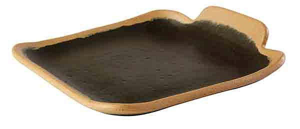 APS bord -CROCKER-, 14 x 13 cm, hoogte: 2,5 cm, melamine, bruin, met lichtbruine rand, 84568